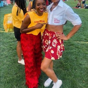 Tennis printed pleated skirt with polka dots